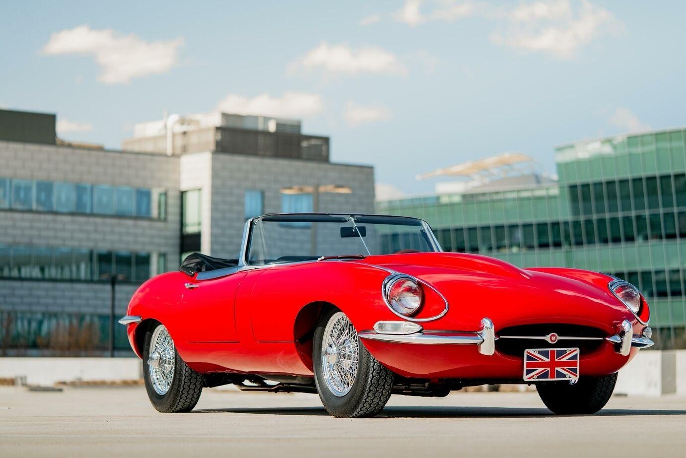 1968 jaguar e type carmen red roadster manual 6244 miles