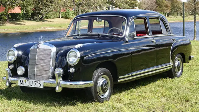 1957 mercedes benz 220s 4/door "black/ red leather/4/spd/no reserve/ 92,895 mi