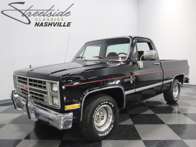 super clean, slick black paint, detailed engine bay, a/c, o/d trans, clean truck