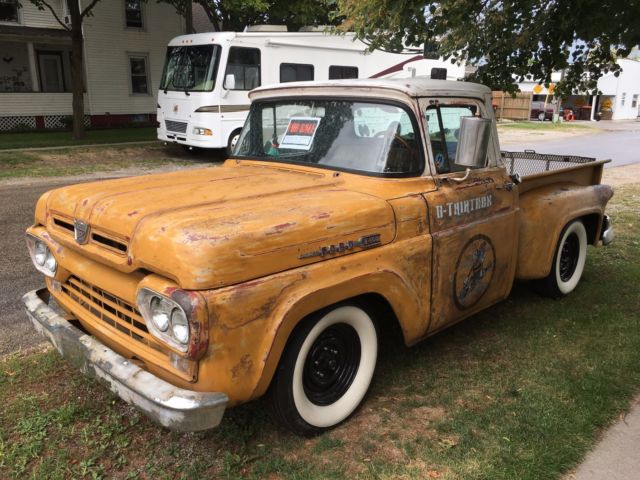 custom 1960 ford f-100 302 v8 pickup flamethrower exhaust