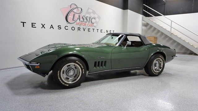 1969 corvette green! matching # 350, 4-speed, ac, texas