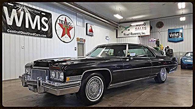 1973 black cadi coupe classic car v8 power luxury chrome antique show wms 502