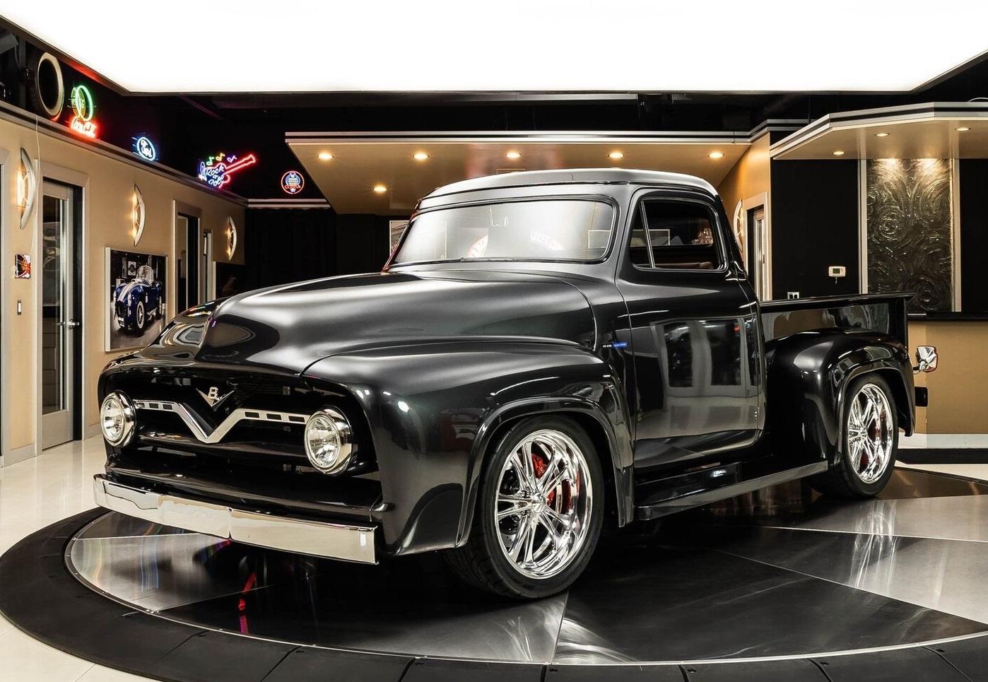 1955 ford f100 pickup restomod gray 6 speed automatic 3661 miles