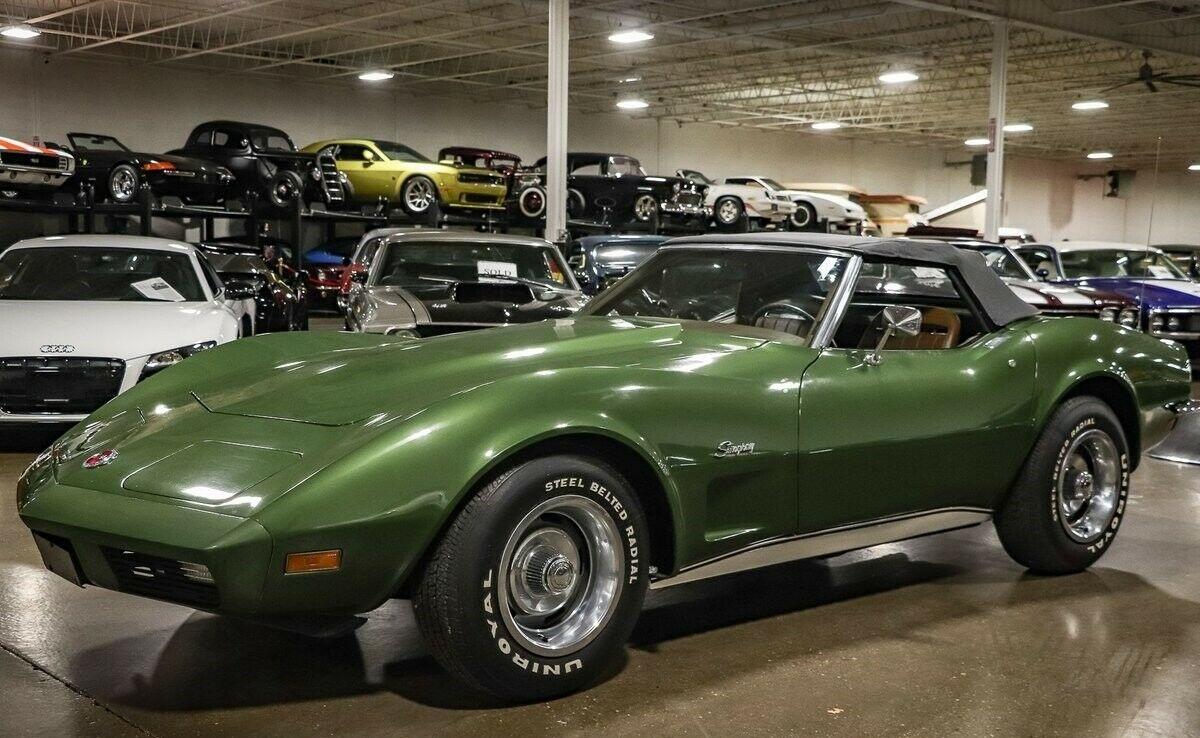 1973 chevrolet corvette convertible elkhart green 350ci v8 64683 miles