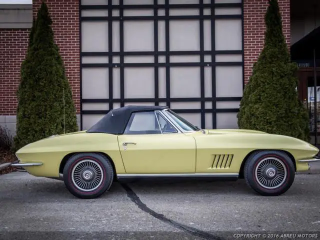 nice driver quality sunfire yellow 1967, corvette stingray convertible