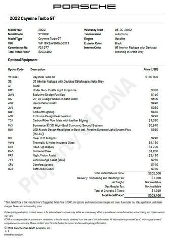 2022 porsche cayenne turbo gt