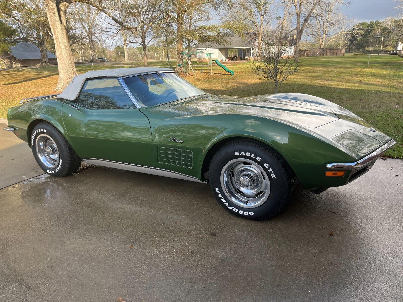 1972 chevrolet corvette elkhart green 350 automatic