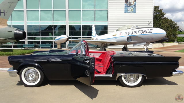 1957 ford thunderbird raven black & red interior - both tops - air conditioning