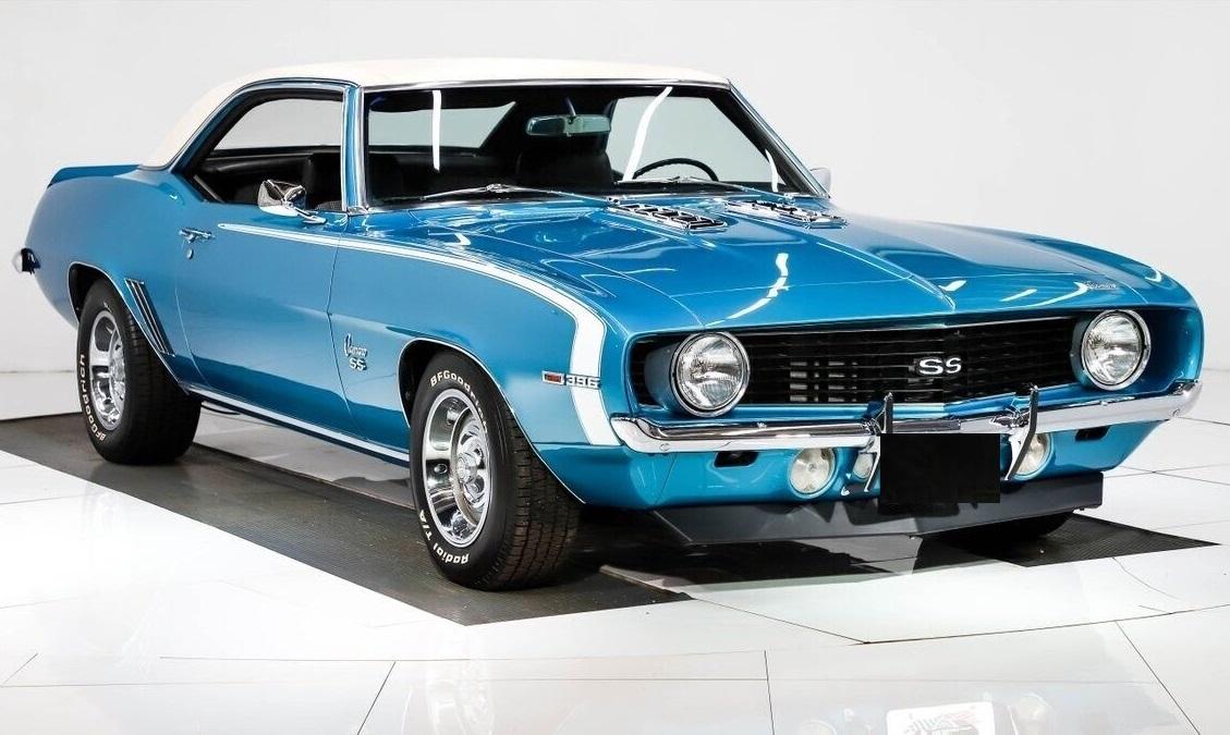 1969 chevrolet camaro ss 396 l78 lemans blue deluxe houndstooth interior