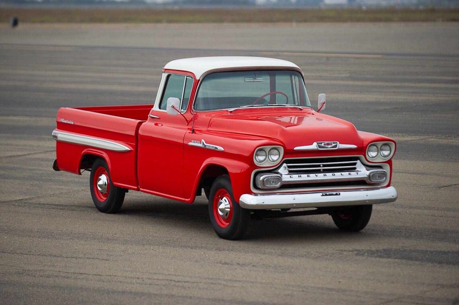 1958 chevrolet pickup deluxe trim big window fleetside 8 miles