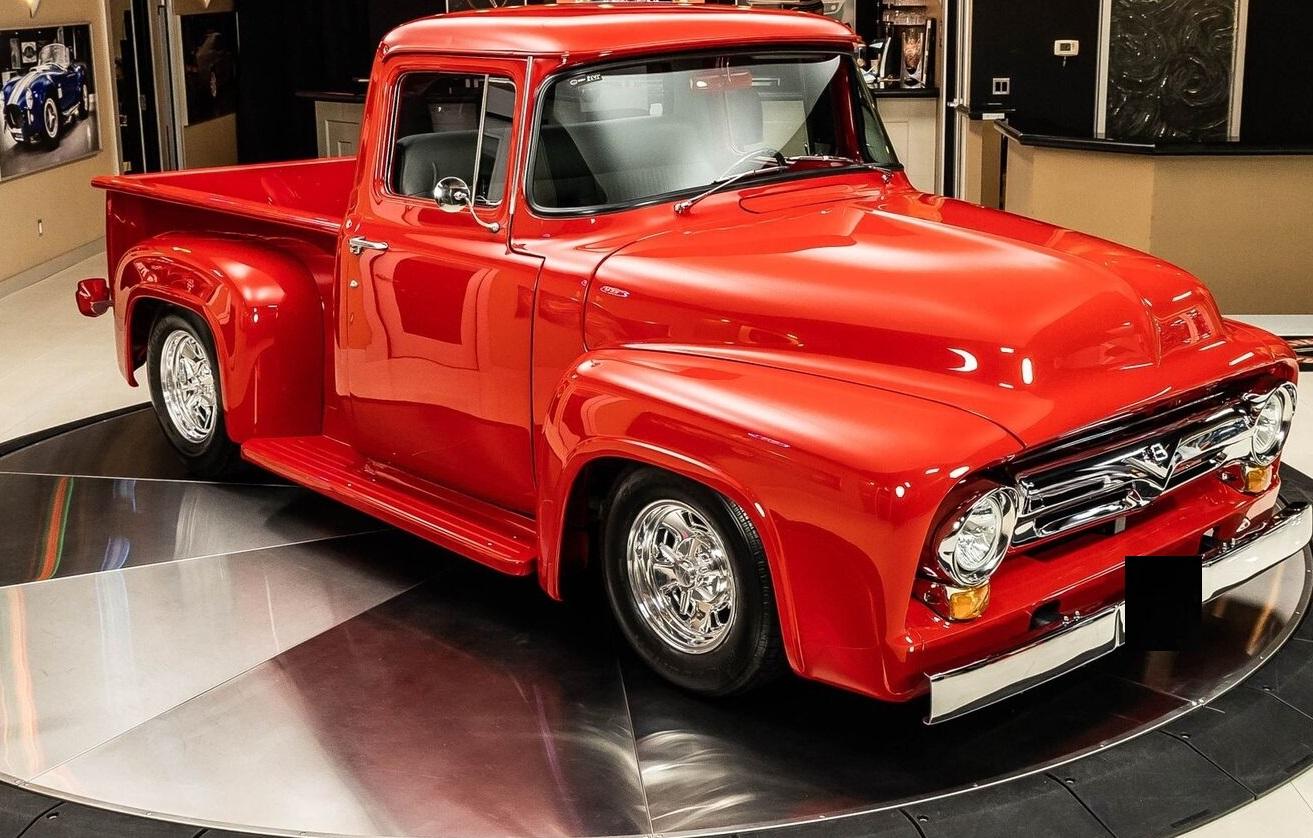 1956 ford f100 pickup restomod red 350 v8 96963 miles
