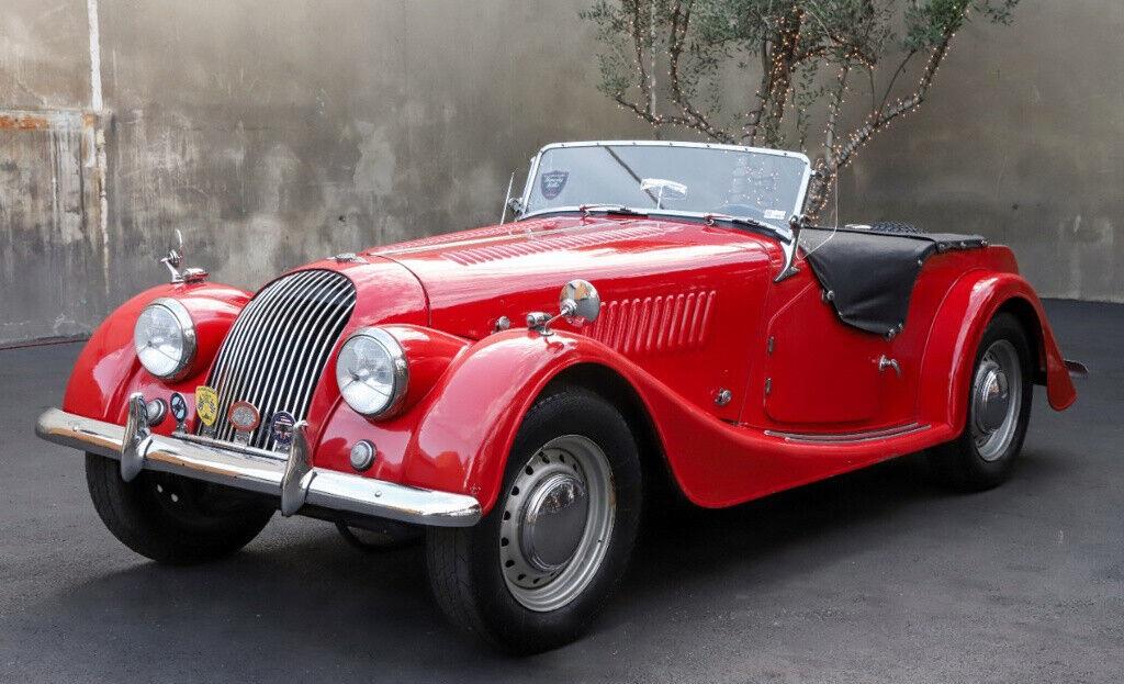 1956 morgan plus 4 red with a black interior dual carb