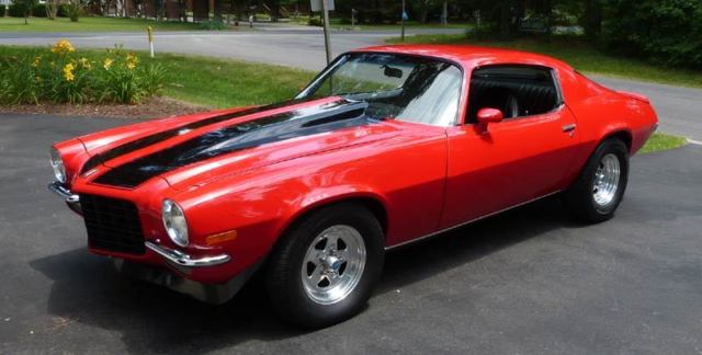 1972 camaro built big block 396 turbo 400 9-inch rear bright red black stripes