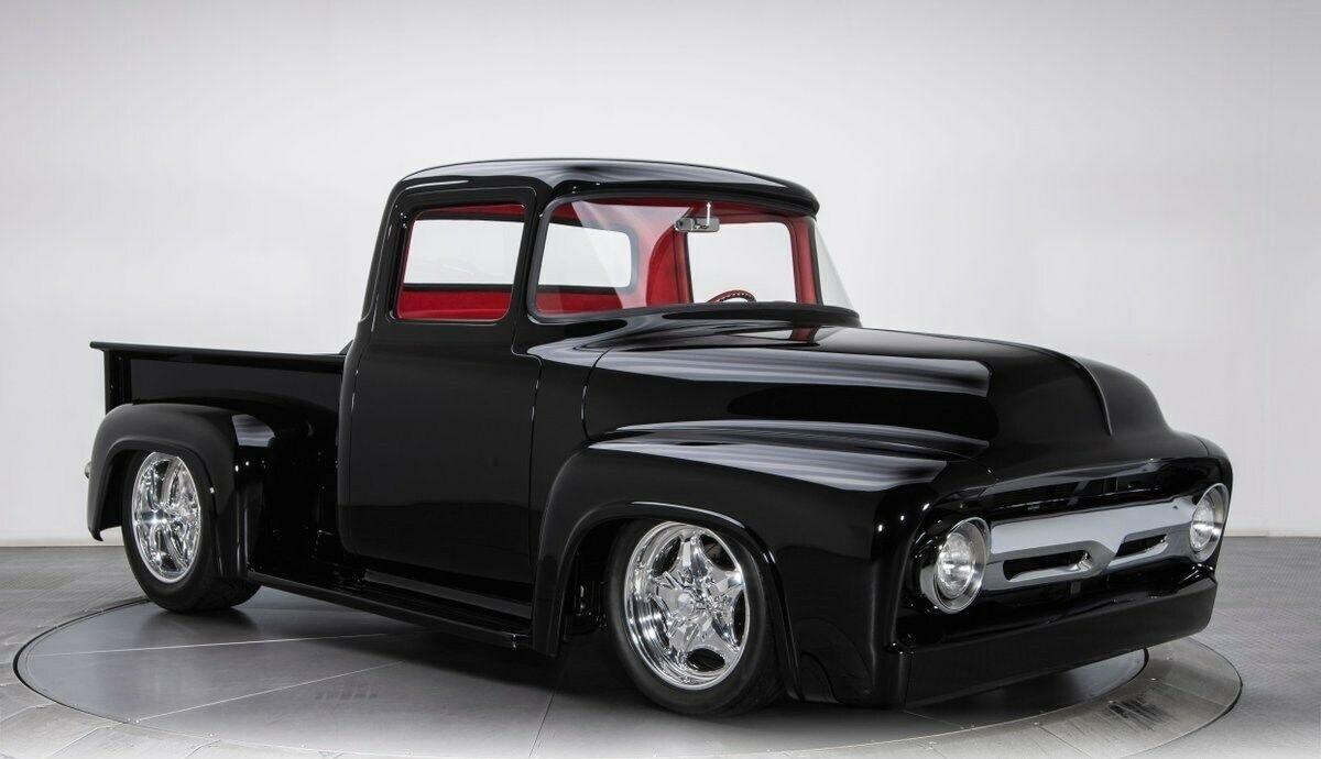 1956 ford f 100 pickup truck black 454 v8 3 speed automatic super cool f100
