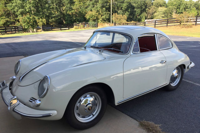 1961 porsche 356b reutter sunroof coupe heron grey/red