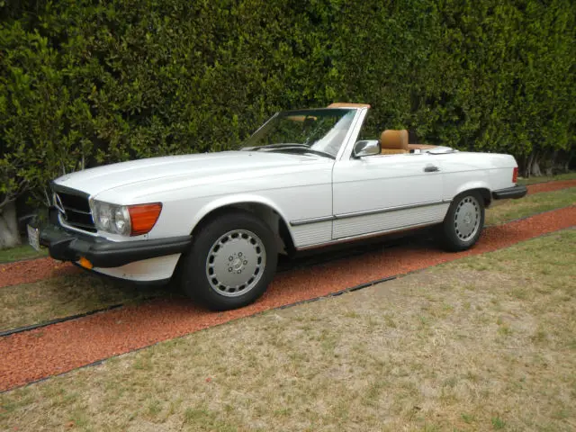 1989 560sl two owner beverly hills car 93k white w tan very nice in every way