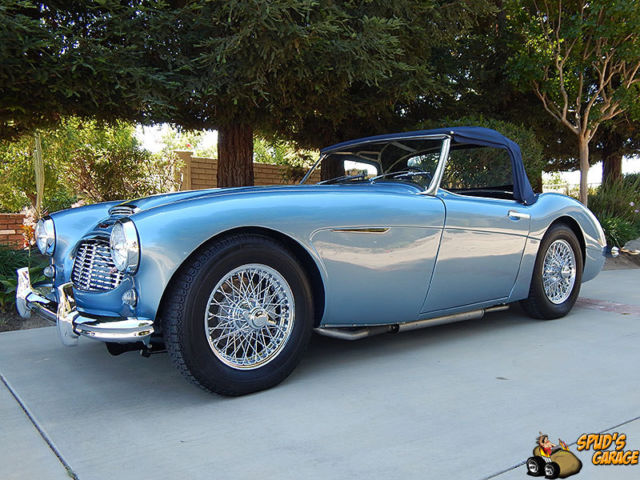 1960 austin healey 3000 mk-1 2-seat roadster bn7l ice blue connolly blue leather