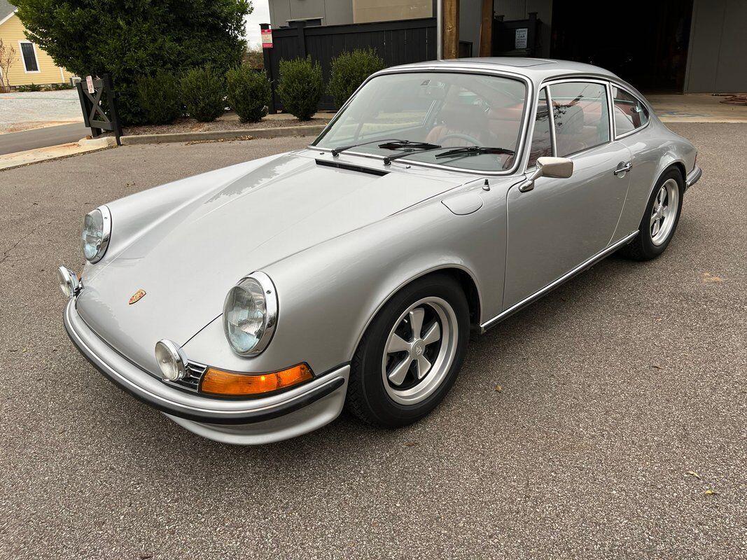 1973 porsche 911 911s sunroof coupe silver metallic on red leather
