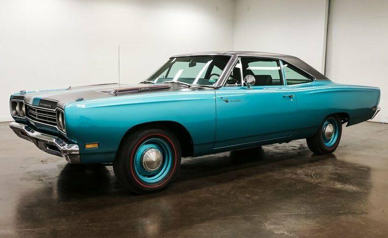 1969 plymouth road runner hemi bright turquoise metallic coupe