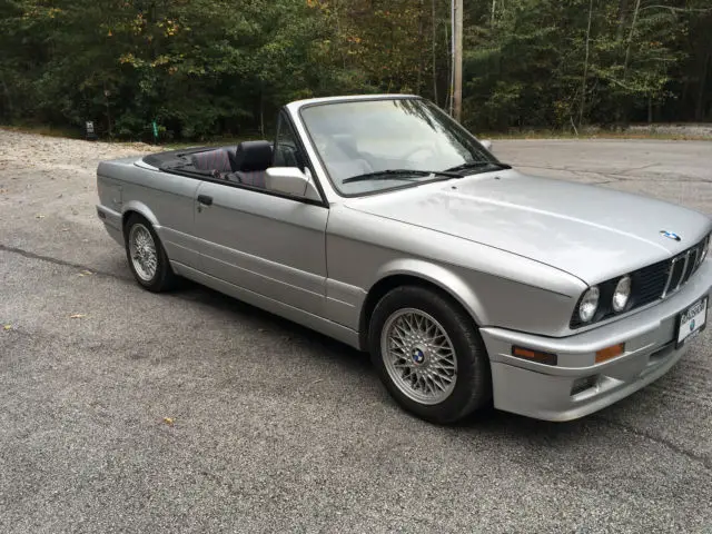 1991 bmw mtechnic convertible 3 series e30, silver 5 speed manual