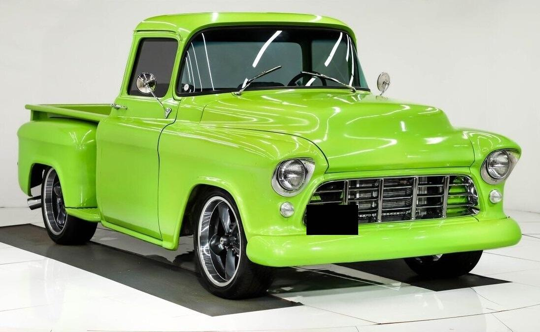 1955 chevrolet pickup rebuilt 350 motor with aluminum trim