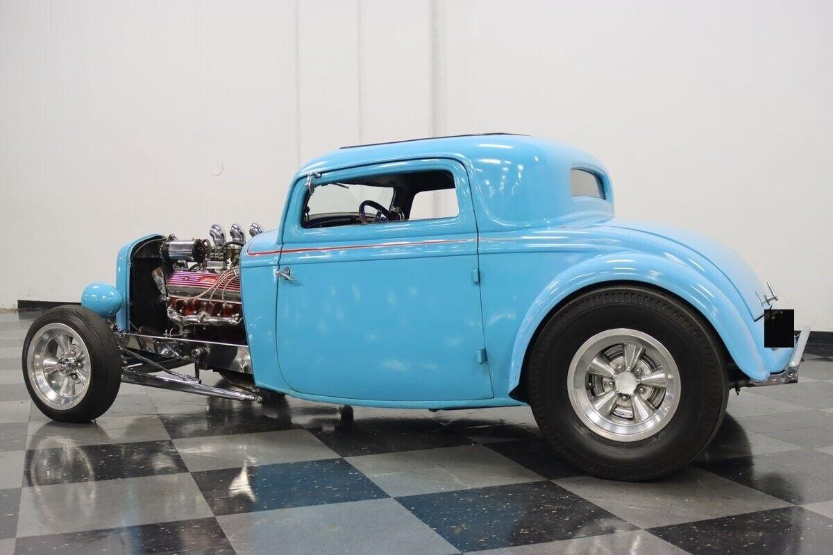 1932 ford 3 window coupe light blue strong 324 oldsmobile small block v8