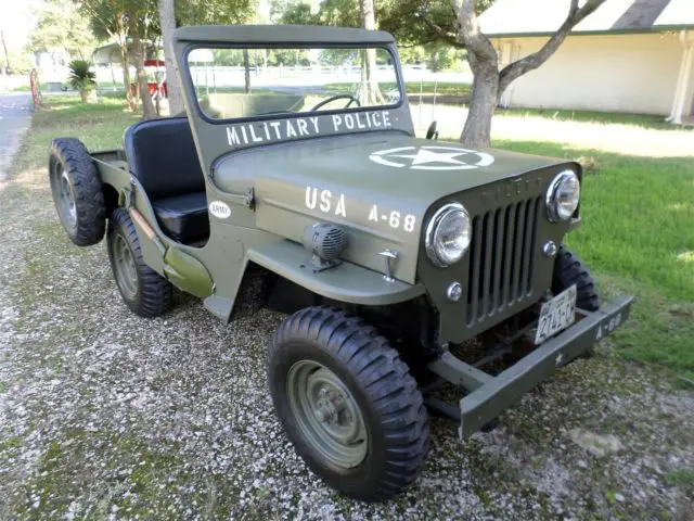 jeep willys cj-3b & trailer: hurricane 4 cyl, 4x4, army green, parade ready!!