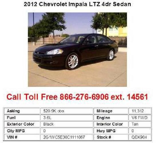 2012 chevrolet impala ltz 4dr sedan black in dallas, tx