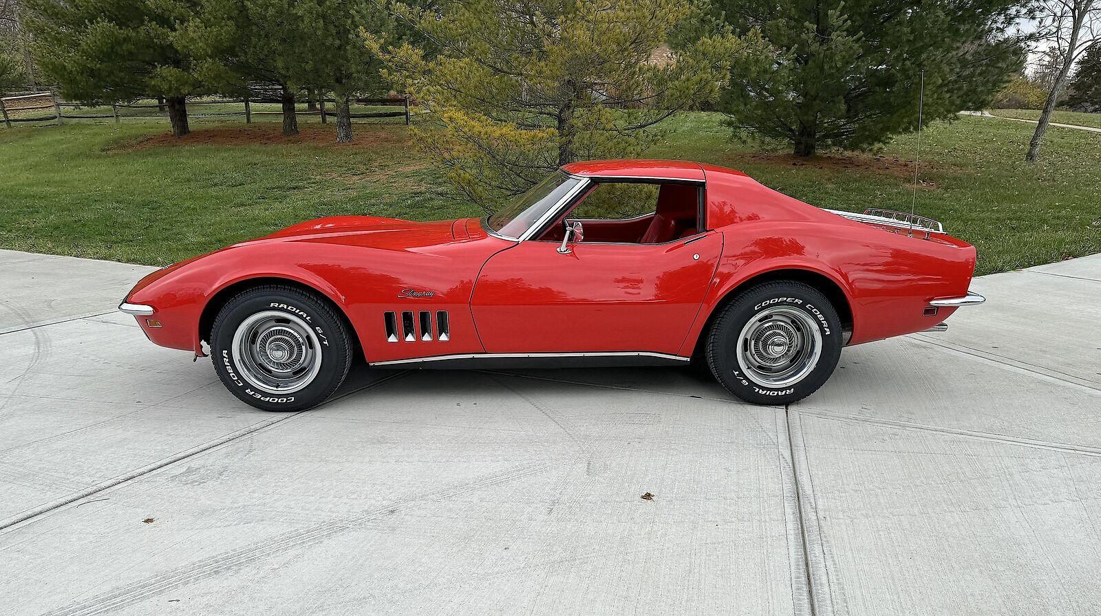 1969 chevrolet corvette t top 350 4spd monza red red interior