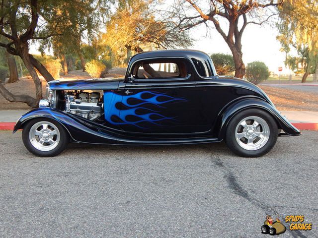 1934 ford 3 window coupe street rod edelbrock 435hp 700r4 ford 9" pete & jakes