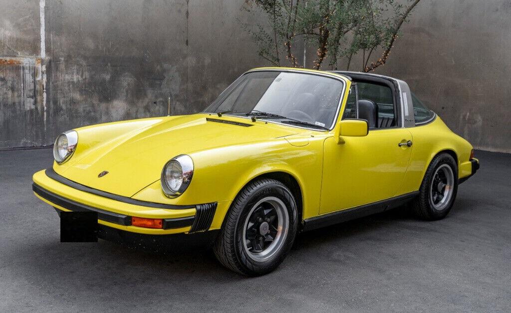 1976 porsche 911 targa factory color light yellow black targa roof panel