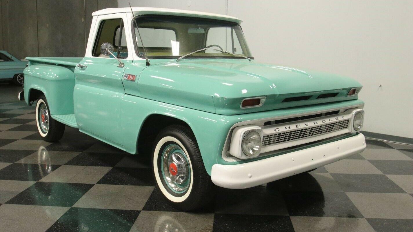 1965 chevrolet c-10 stepside classic vintage chrome 250 inline 6 3-speed manual