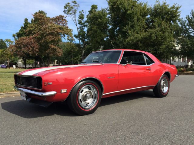 rs/z28 coupe 4-speed rwd garnet red black leather 302 v8 fully restored low mile