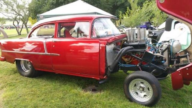 1955 chevy bel air gasser 355 motor rebuilt fiberglass front end video available