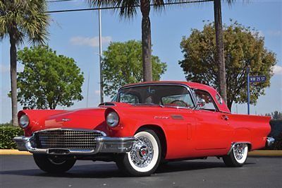 1957 ford thunderbird d-code 245hp 312ci 4bbl v8!, flame red over red! restored!