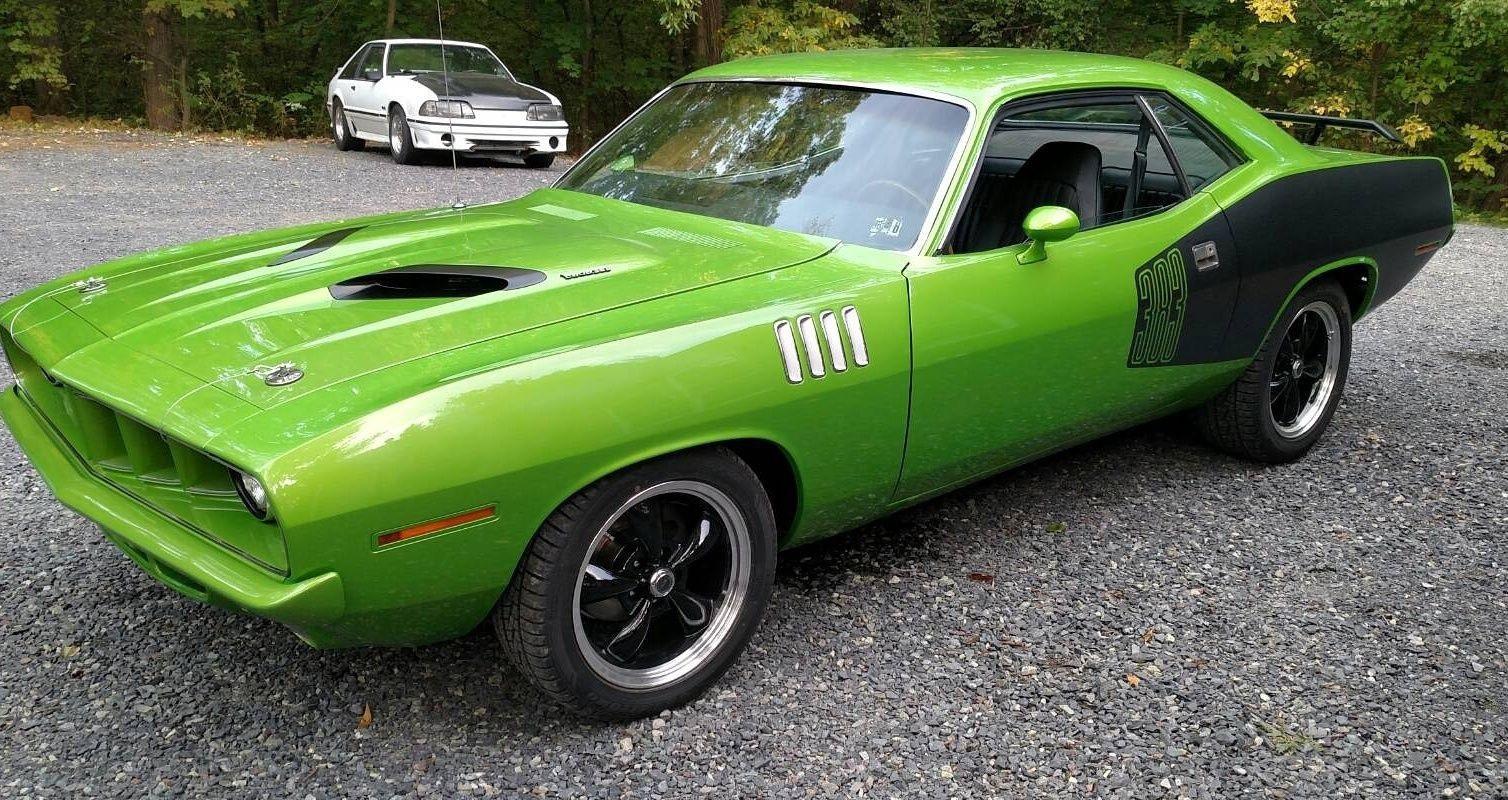 1971 plymouth barracuda coupe 383ph lime green