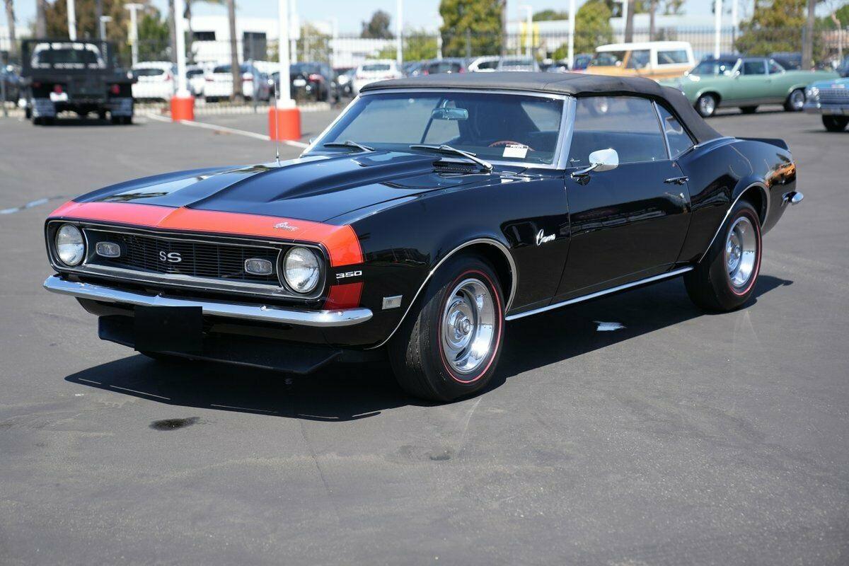 1968 chevrolet camaro convertible straight body tuxedo black 350 ci v8