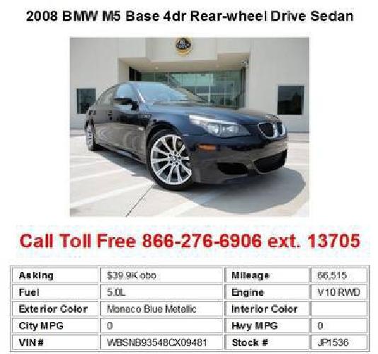 2008 bmw m5 base 4dr rear-wheel drive sedan monaco blue metallic in dallas, tx