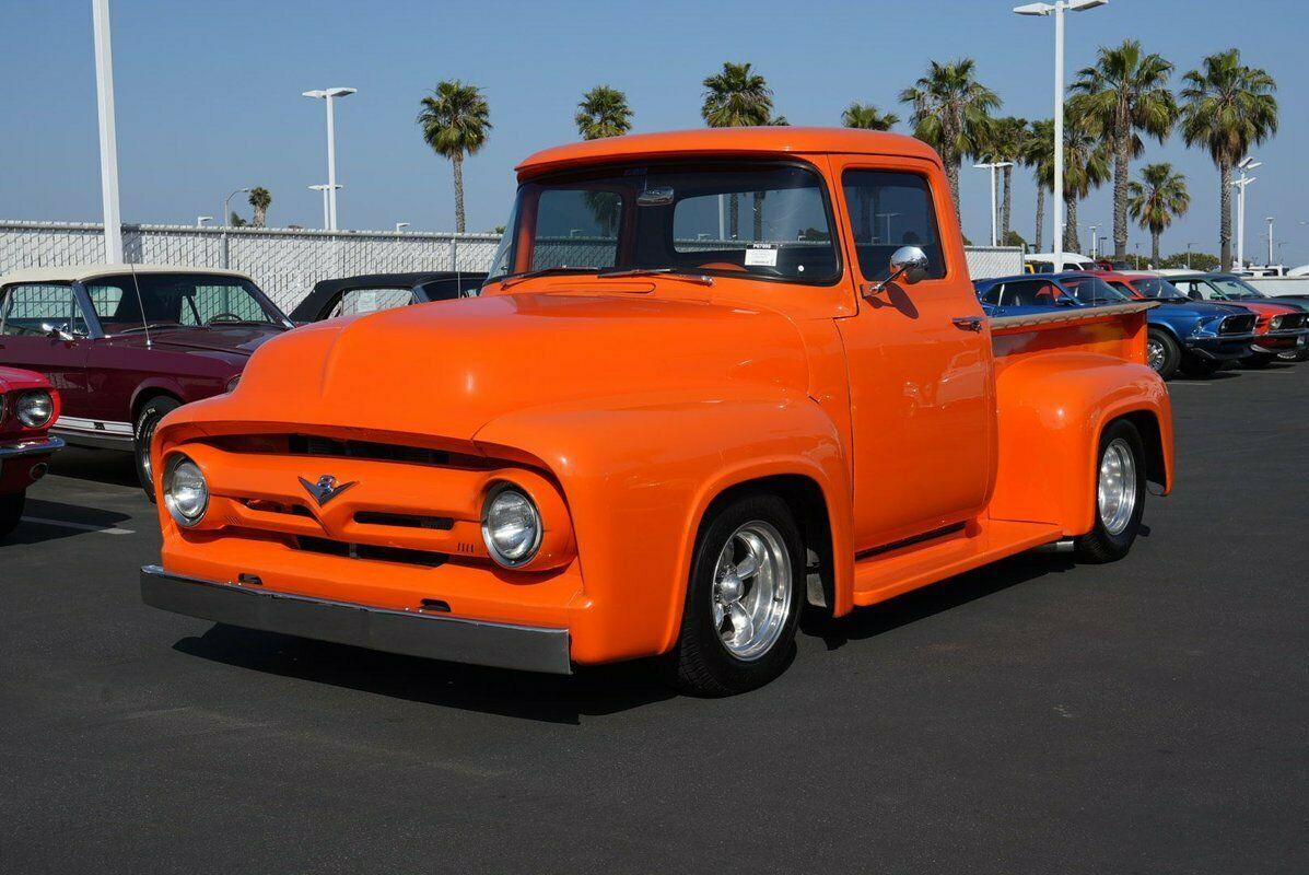 1956 ford f100 custom pick up orange stunning bright orange professional build