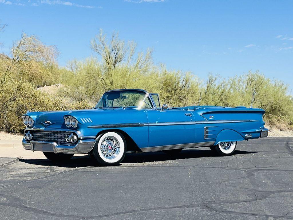 1958 chevrolet bel air impala 13950 miles silver blue metallic convertible