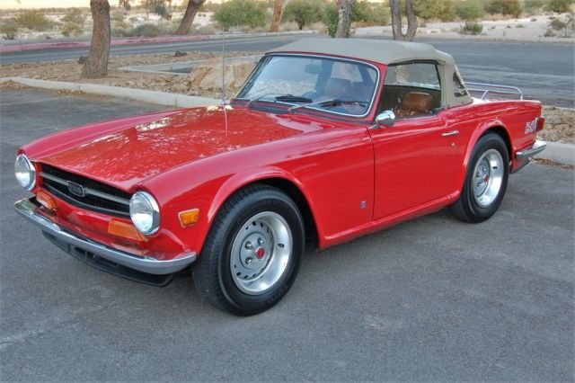 1973 triump tr-6 convertible red with tan leather, low reserve !