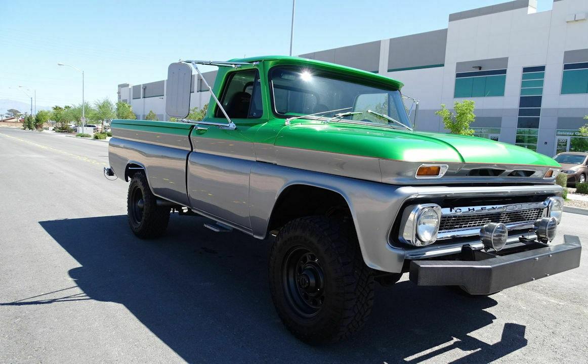1965 chevrolet k15 406 cid v8 automatic silver/green
