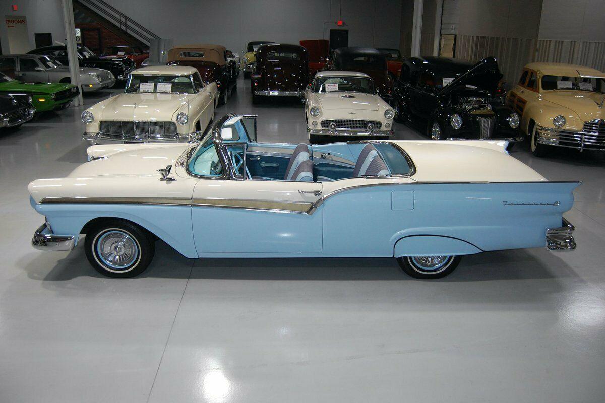 1957 ford fairlane 500 skyliner retractable hardtop starmist blue convertible