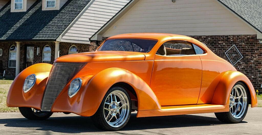 1937 ford 2 door 351 windsor lamborghini orange over beige interior
