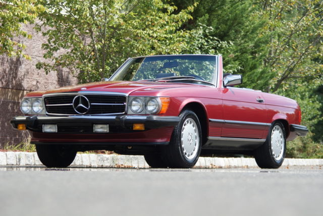 1989 mercedes-benz 560sl garnet red/black leather 14k mile collector car !!!