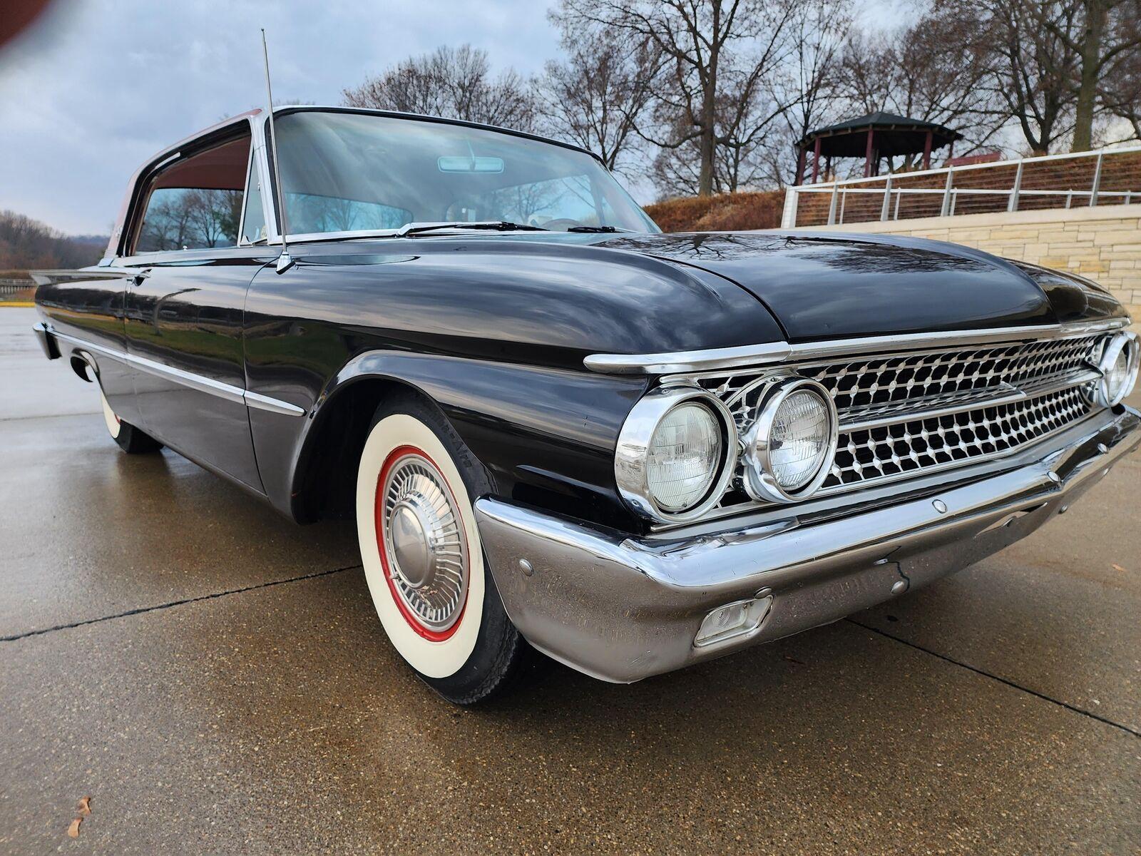 1961 ford galaxie 2 door hardtop very shiny black and red
