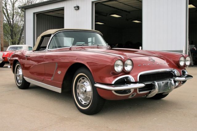 1962 corvette honduras maroon beige top 300hp 4 speed nice nice
