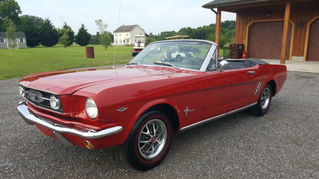 1966 ford mustang a code convertible power top power steering red / black