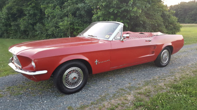 1967 ford mustang convertible power top power steering - red with white