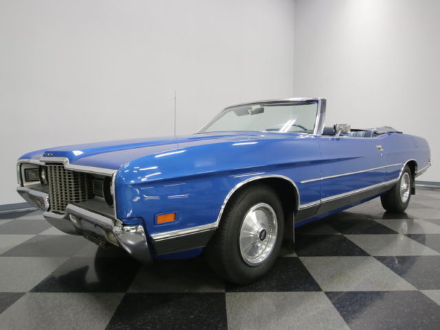351ci v8, c6 trans, great drop top for cruisin, nice 70's blue on blue colors